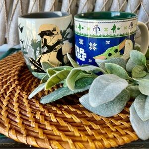 (2) Star‎ Wars Mugs Grogu and Storm Trooper Disney Coffee Tea Cups Grogu Pair